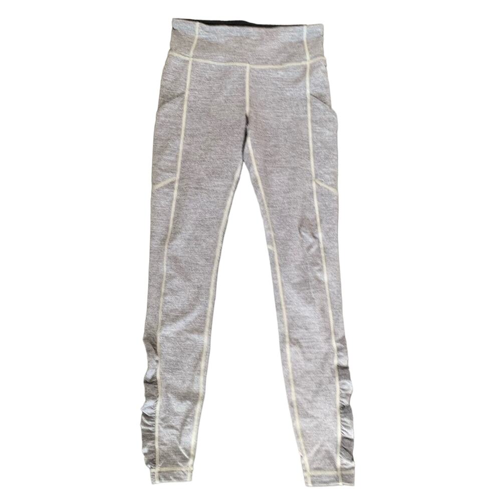 Lululemon High-rise Heather Gray Ruched Ankle Length Leggings SZ 4